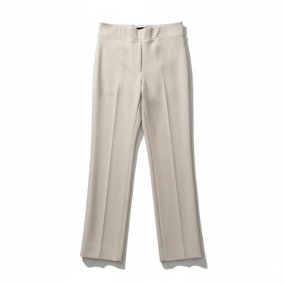 Joseph Ribkoff Cream Straight Leg Pants Minimalist Tailored Back Slit Hem 8